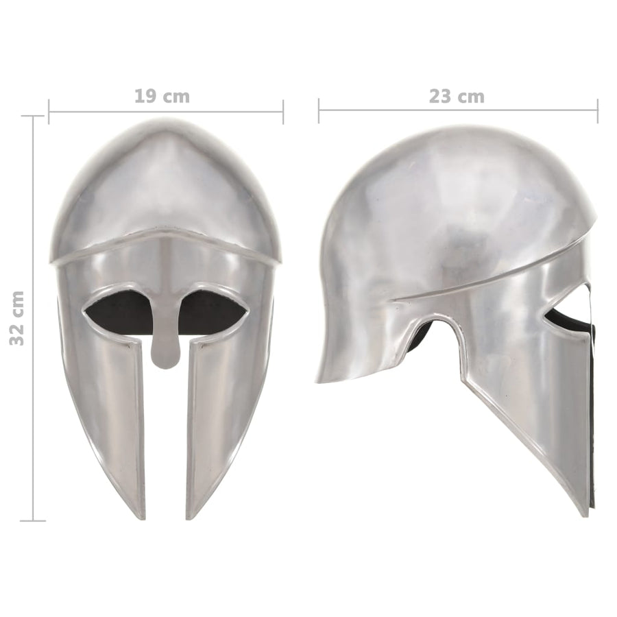 Soldatenhelm Grieks Replica Larp Staal Zilverkleurig model 26