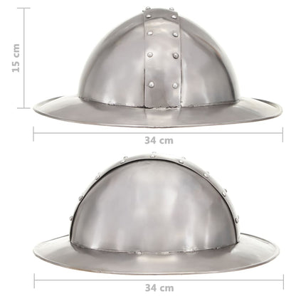 Ridderhelm Middeleeuws Replica Larp Staal Zilverkleurig model 11