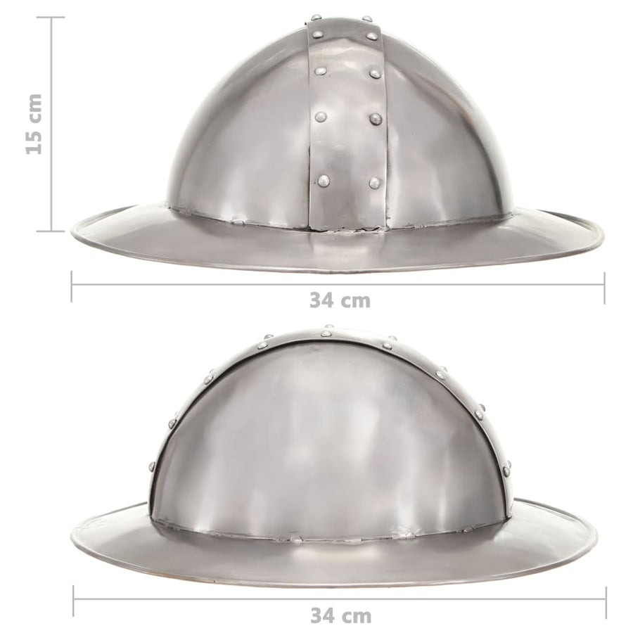 Ridderhelm Middeleeuws Replica Larp Staal Zilverkleurig model 11