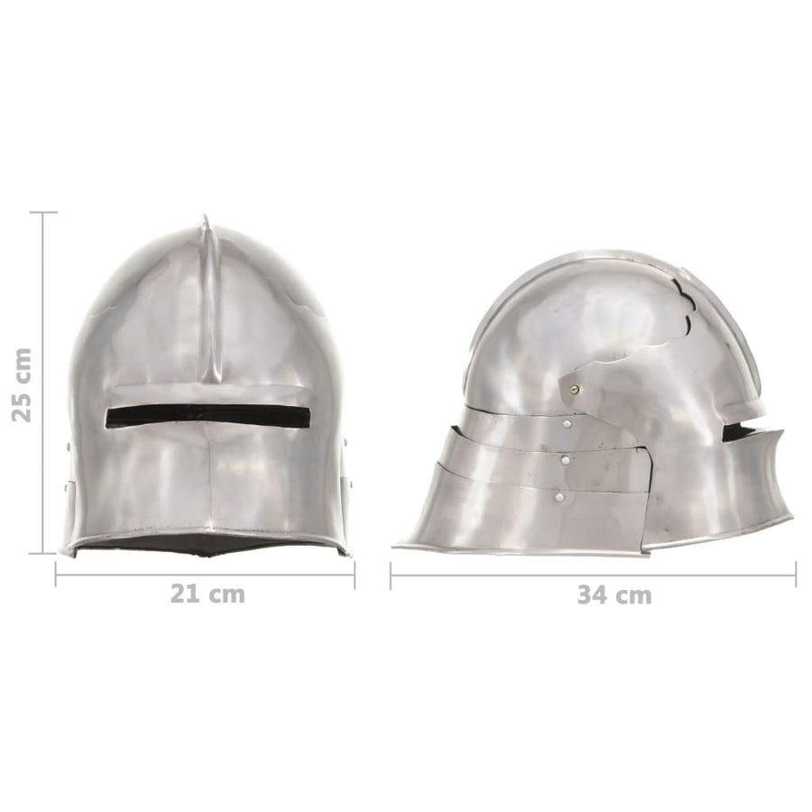 Ridderhelm Middeleeuws Replica Larp Staal Zilverkleurig