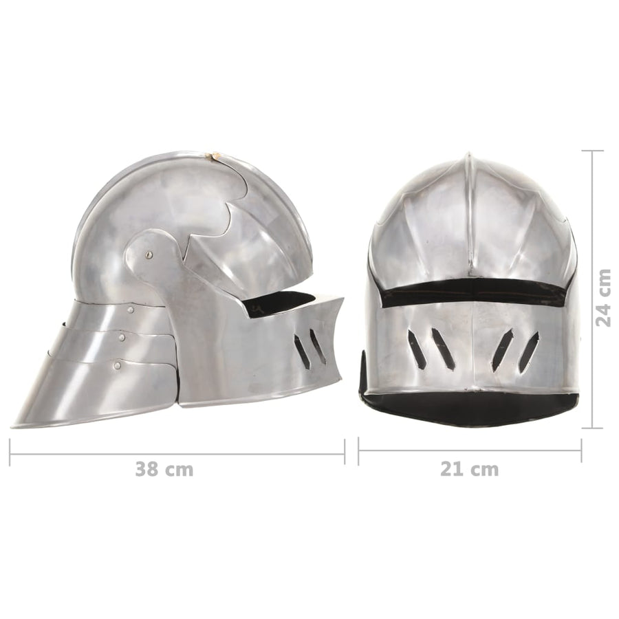 Ridderhelm Middeleeuws Replica Larp Staal Zilverkleurig