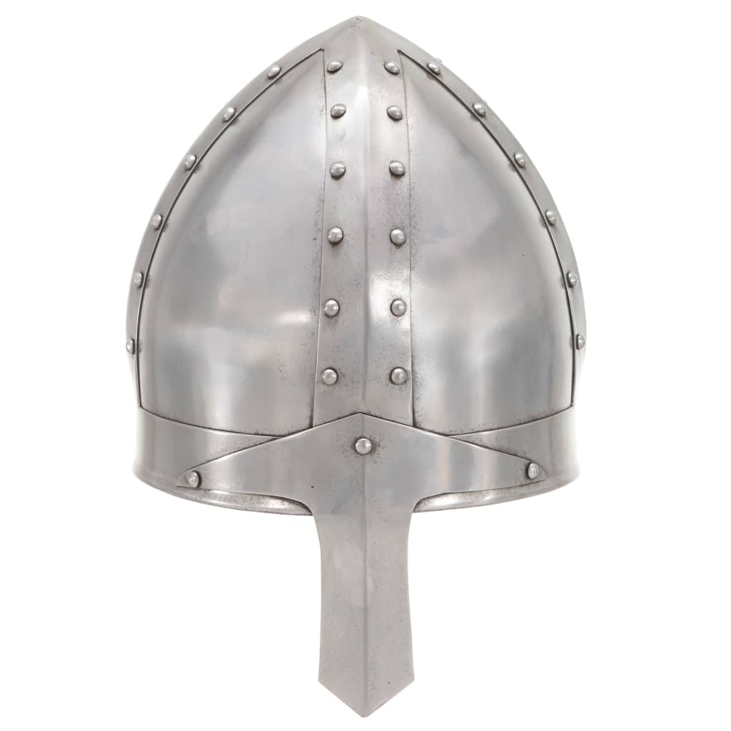 Ridderhelm middeleeuws replica LARP staal zilverkleurig