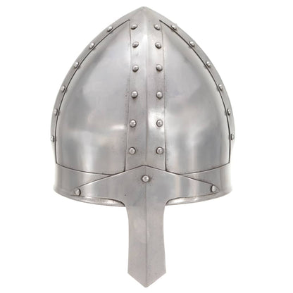 Ridderhelm middeleeuws replica LARP staal zilverkleurig