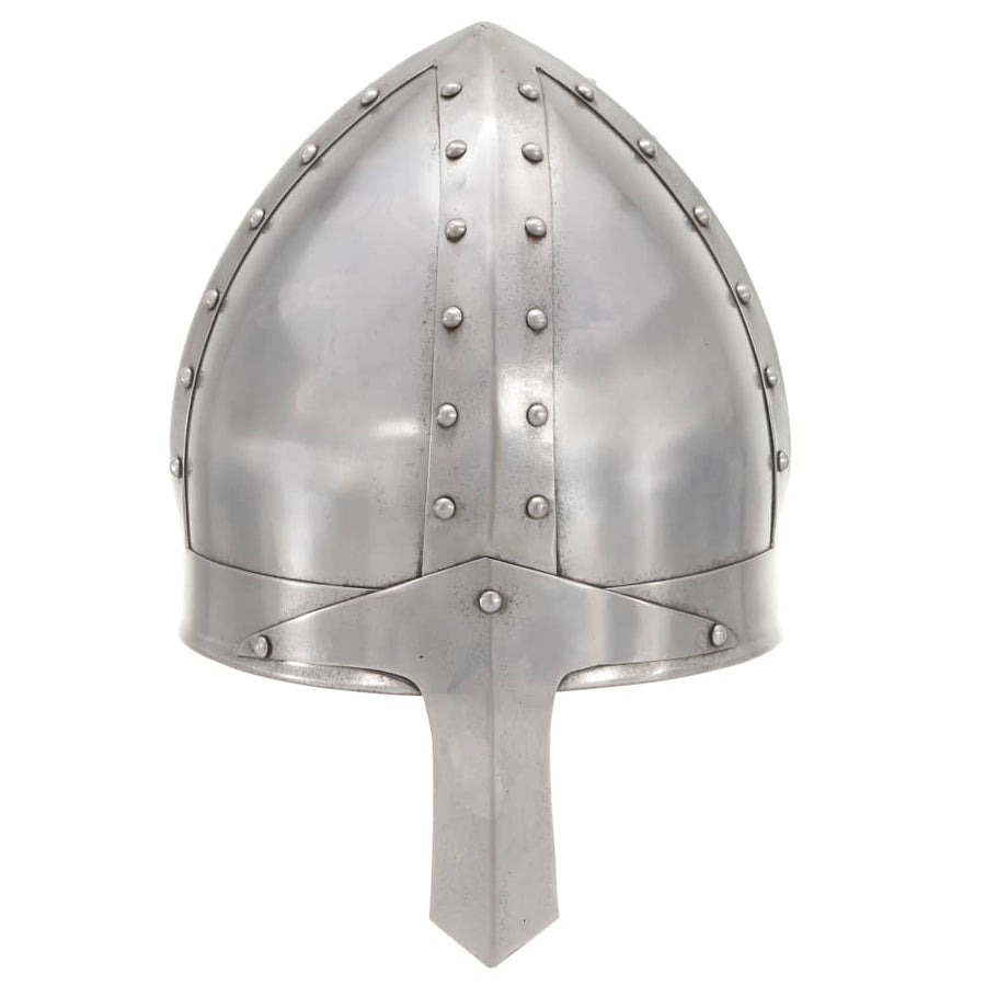 Ridderhelm middeleeuws replica LARP staal zilverkleurig