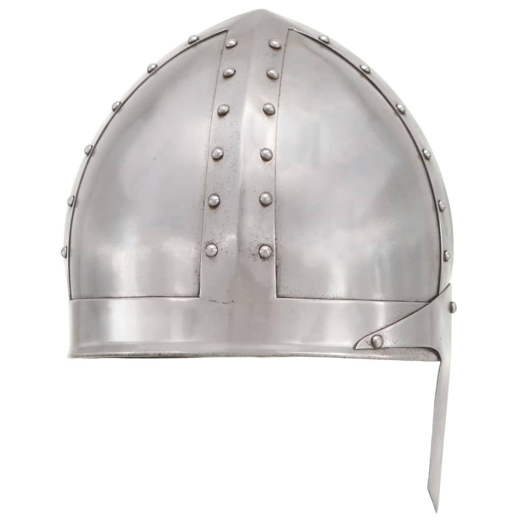 Ridderhelm middeleeuws replica LARP staal zilverkleurig