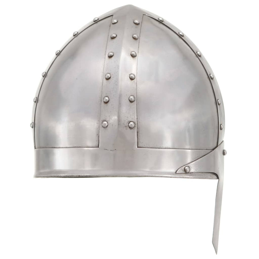 Ridderhelm middeleeuws replica LARP staal zilverkleurig