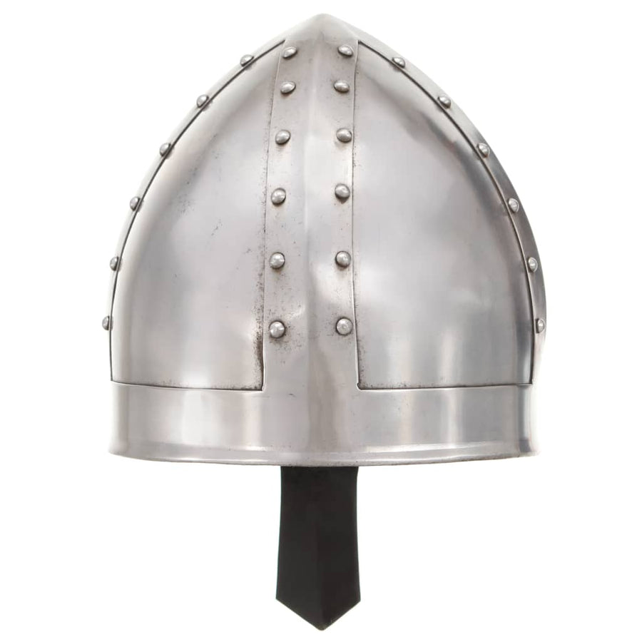 Ridderhelm middeleeuws replica LARP staal zilverkleurig