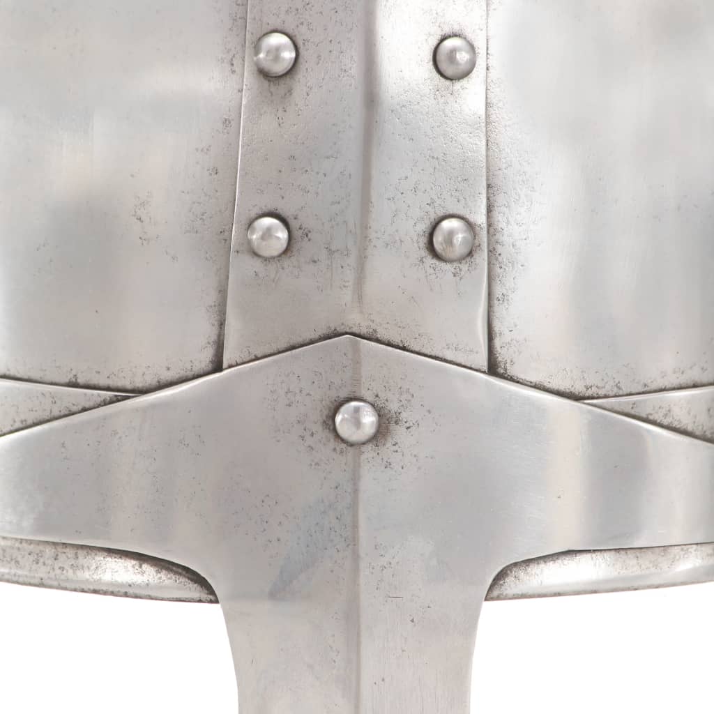Ridderhelm middeleeuws replica LARP staal zilverkleurig