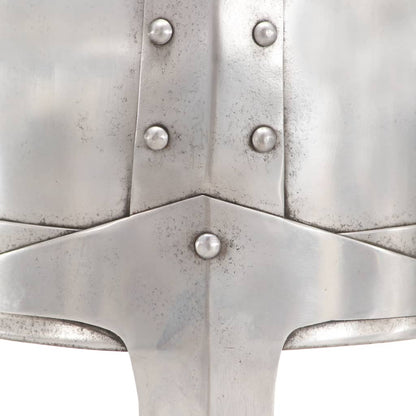 Ridderhelm middeleeuws replica LARP staal zilverkleurig