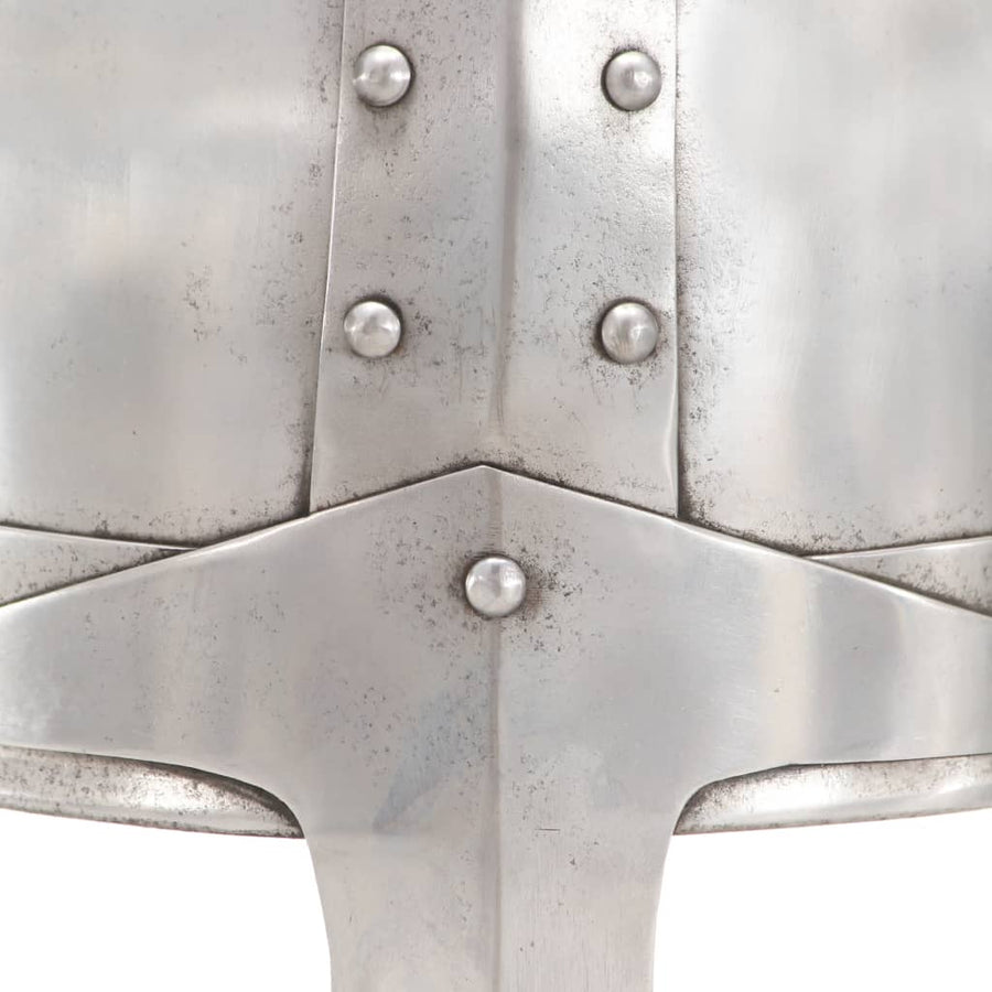 Ridderhelm middeleeuws replica LARP staal zilverkleurig