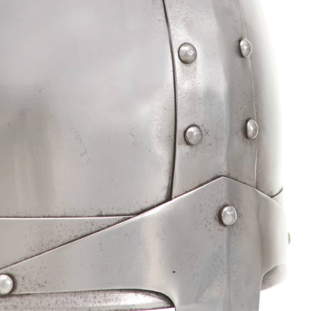 Ridderhelm middeleeuws replica LARP staal zilverkleurig