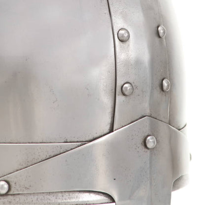 Ridderhelm middeleeuws replica LARP staal zilverkleurig