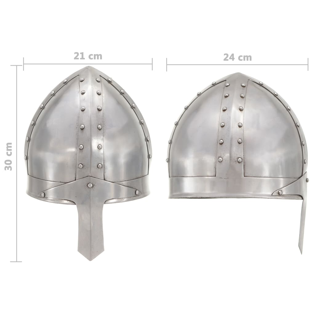 Ridderhelm middeleeuws replica LARP staal zilverkleurig