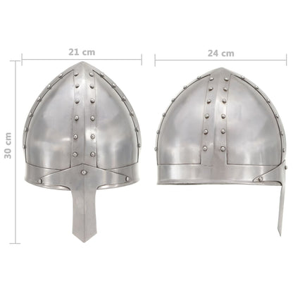 Ridderhelm middeleeuws replica LARP staal zilverkleurig