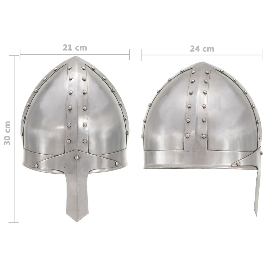 Ridderhelm middeleeuws replica LARP staal zilverkleurig