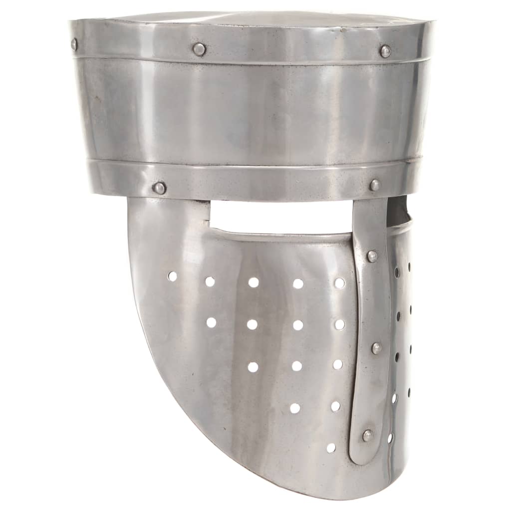 Ridderhelm Middeleeuws Replica Larp Staal Zilverkleurig