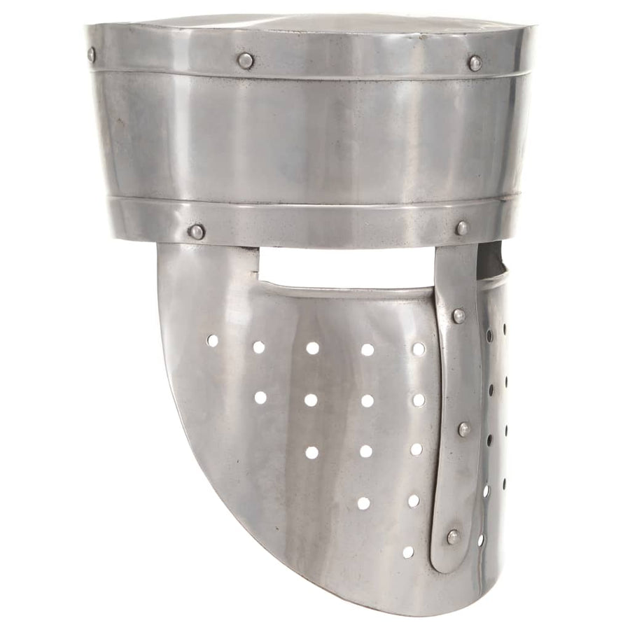 Ridderhelm Middeleeuws Replica Larp Staal Zilverkleurig