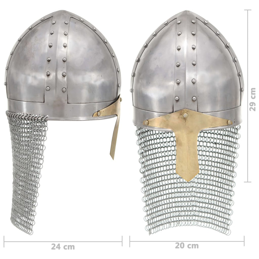 Kruisvaardershelm Replica Larp Staal Zilverkleurig