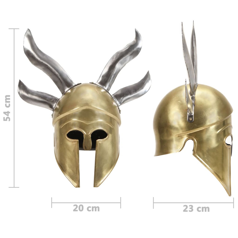 Soldatenhelm Grieks Replica Larp Staal Messingkleurig Model 4