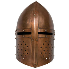 Ridderhelm Middeleeuws Replica Larp Staal Koperkleurig