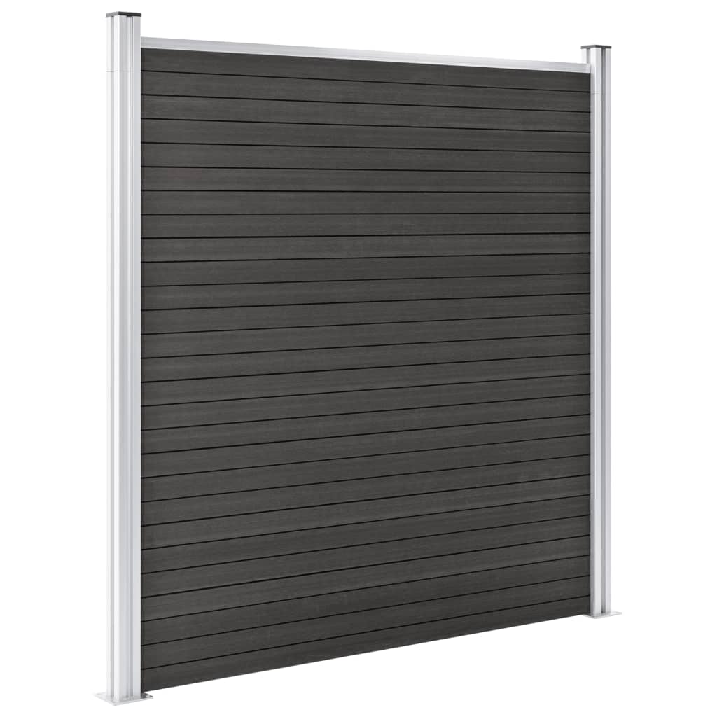 Schutting 180x186 cm HKC grijs Grijs 1 sectie met 2 palen