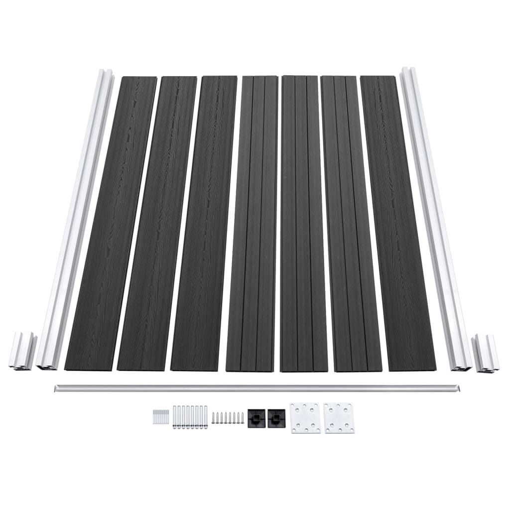 Schutting 180x186 cm HKC grijs Grijs 1 sectie met 2 palen