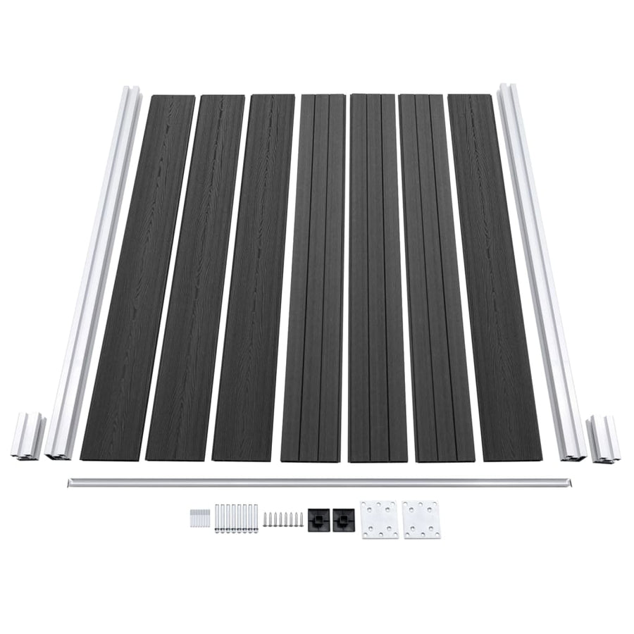 Schutting 180x186 cm HKC grijs Grijs 1 sectie met 2 palen