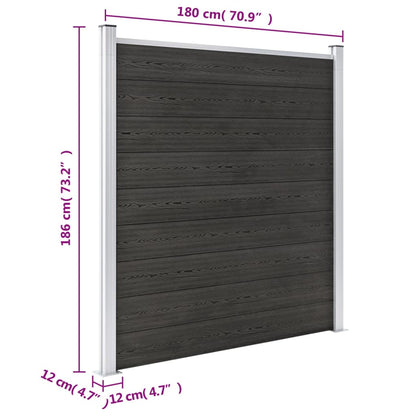 Schutting 180x186 cm HKC grijs Grijs 1 sectie met 2 palen