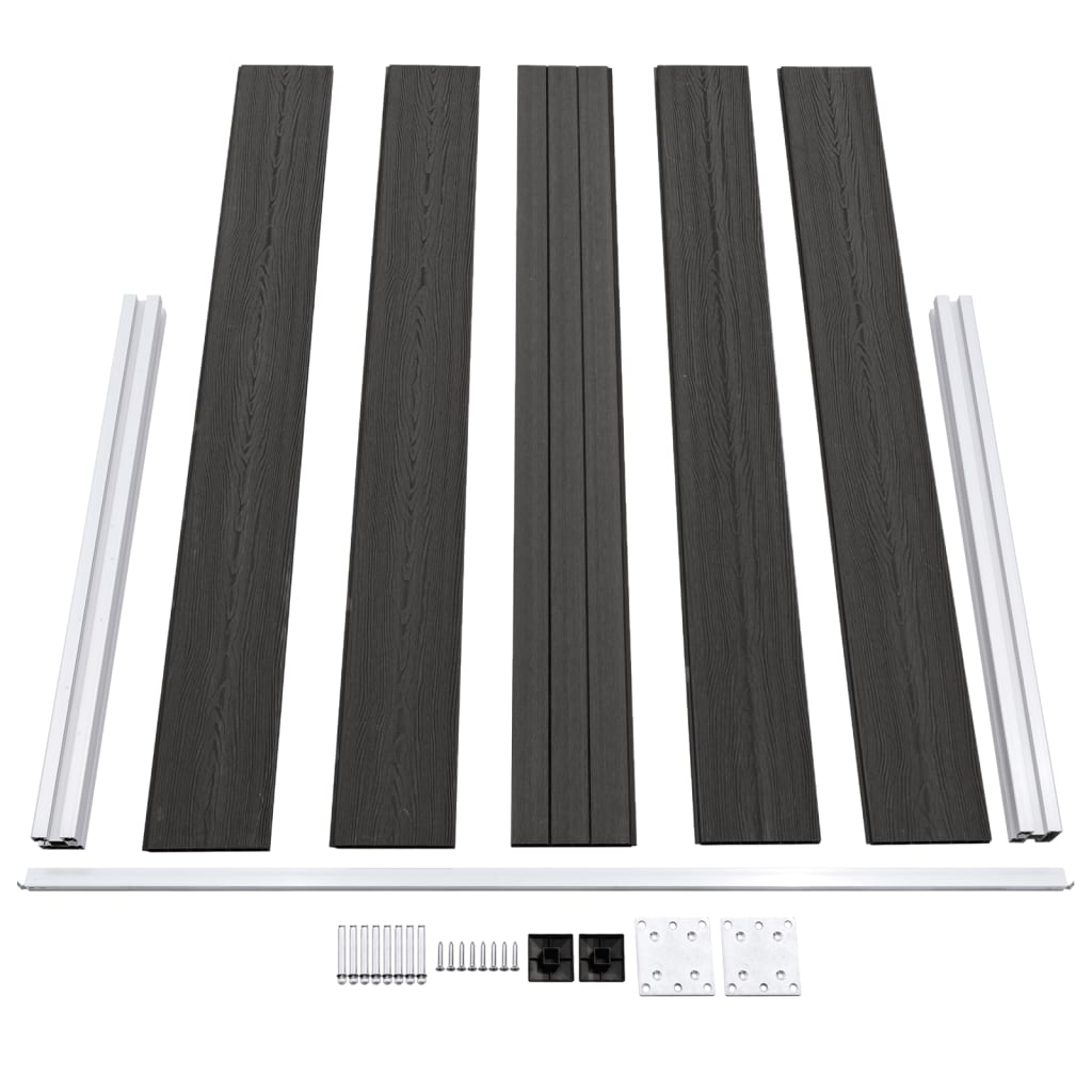 Schutting 180x105 cm HKC grijs Grijs 1 sectie met 2 palen