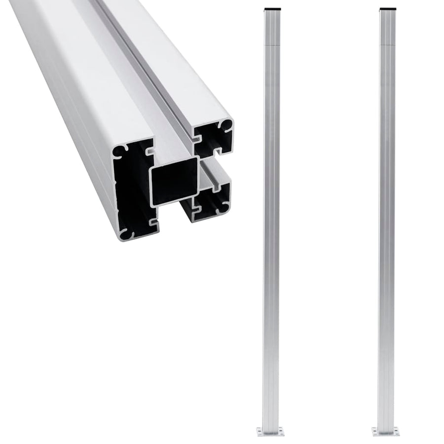 Schuttingpalen 185 Cm Aluminium 2 Zilver
