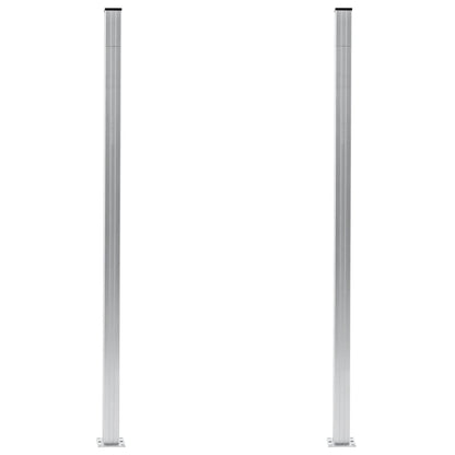 Schuttingpalen 2 st 185 cm aluminium 2 Zilver