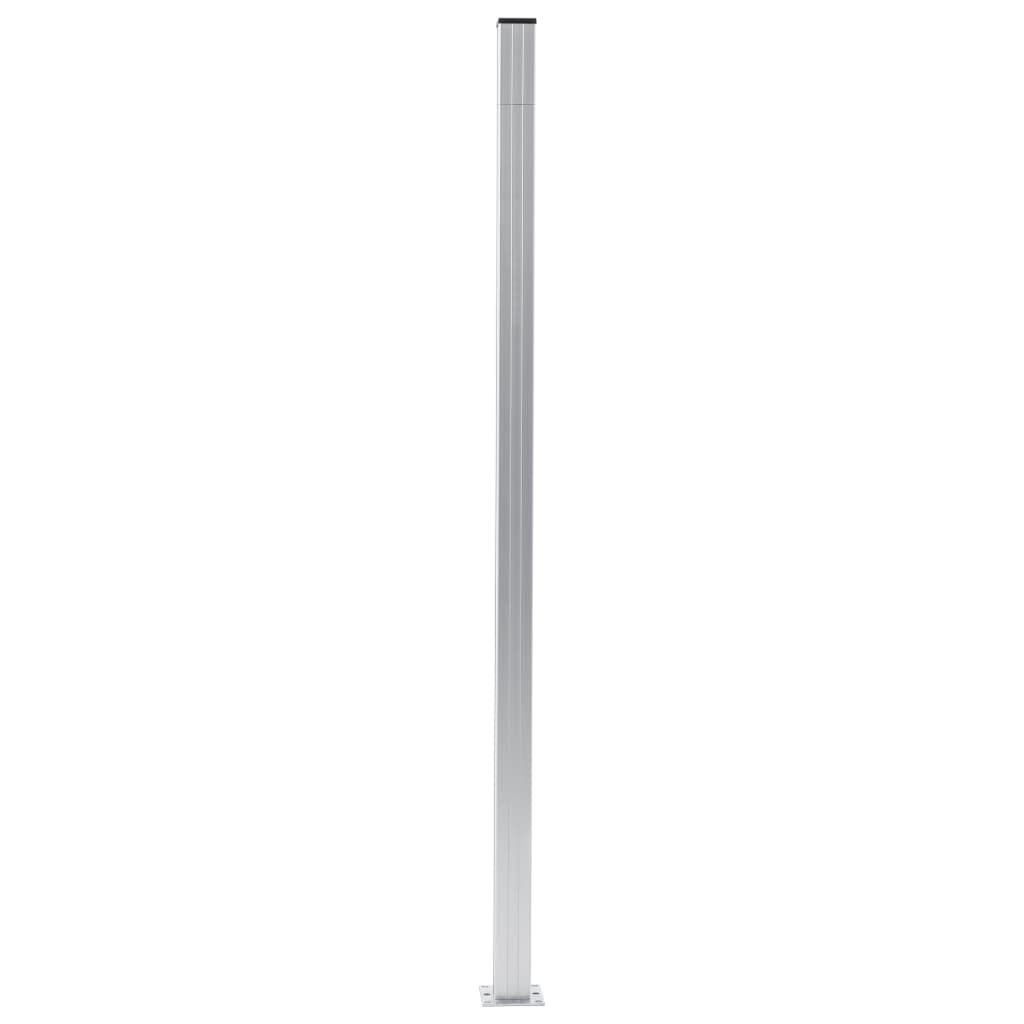 Schuttingpalen 2 st 185 cm aluminium 2 Zilver