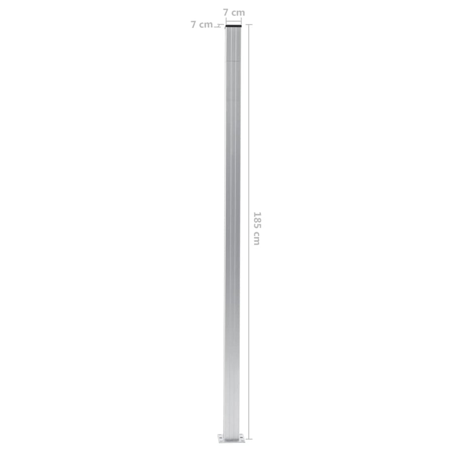 Schuttingpalen 185 Cm Aluminium 2 Zilver
