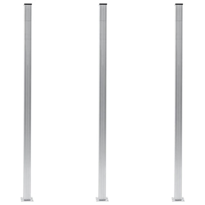 Schuttingpalen 3 st 185 cm aluminium 3 Zilver