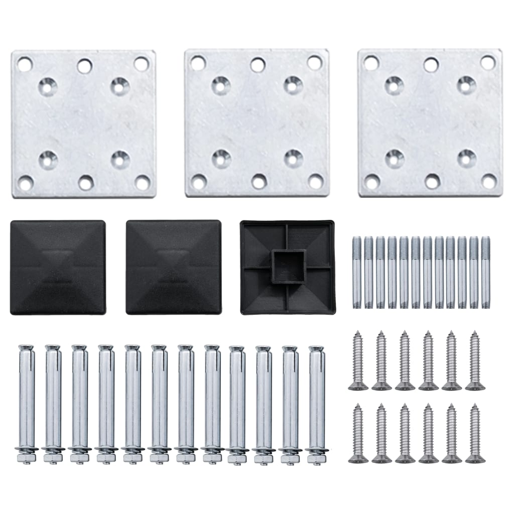 Schuttingpalen 3 st 185 cm aluminium 3 Zilver