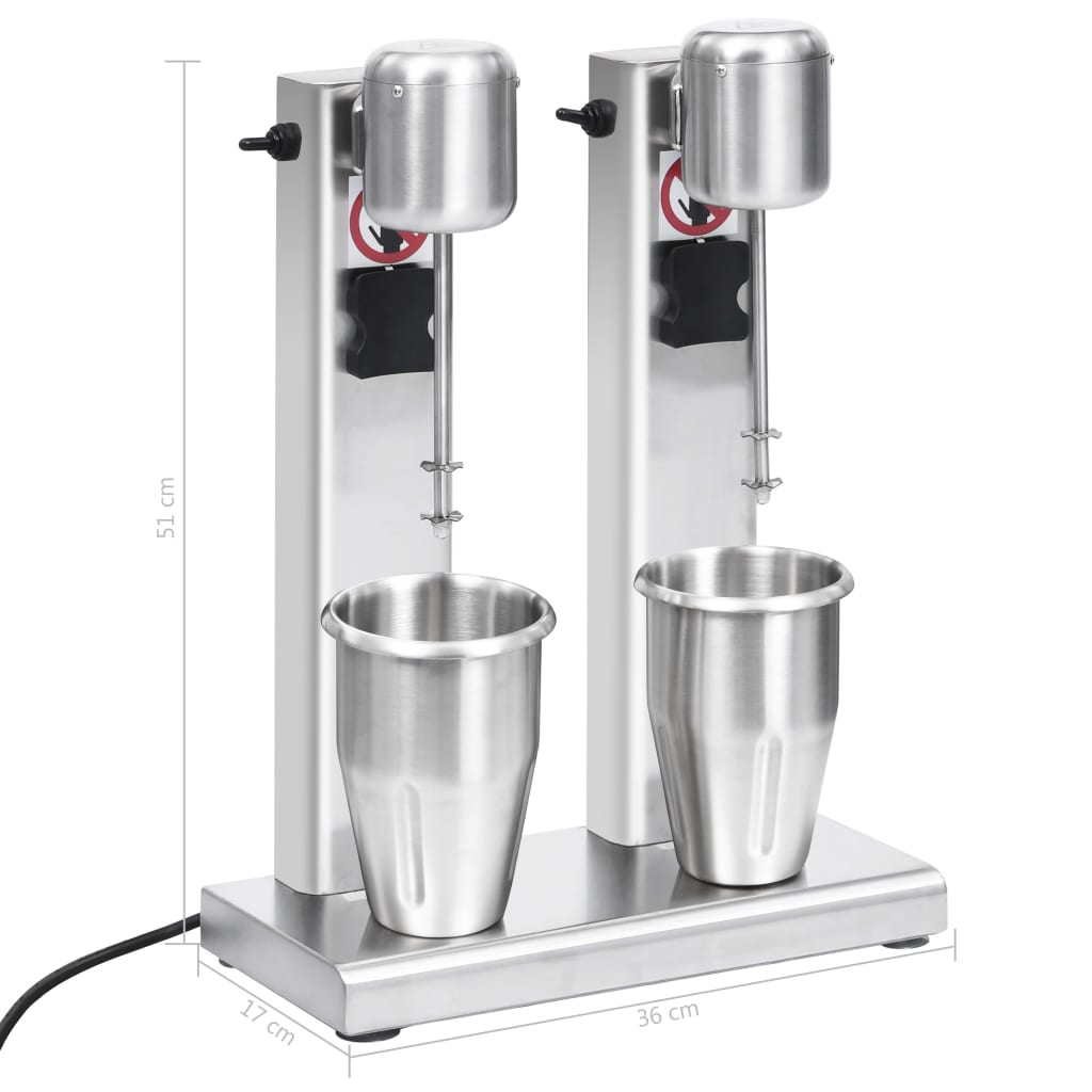 Milkshake Mixer Met Dubbele Bekers Roestvrij Staal 2 L 2 L (2 shakers)