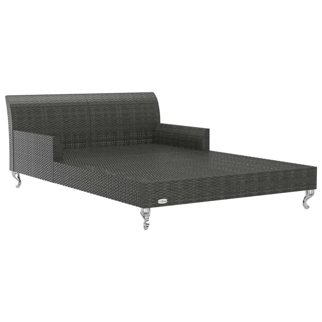 Ligbed Met Kussens 2-Persoons Poly Rattan Zwart