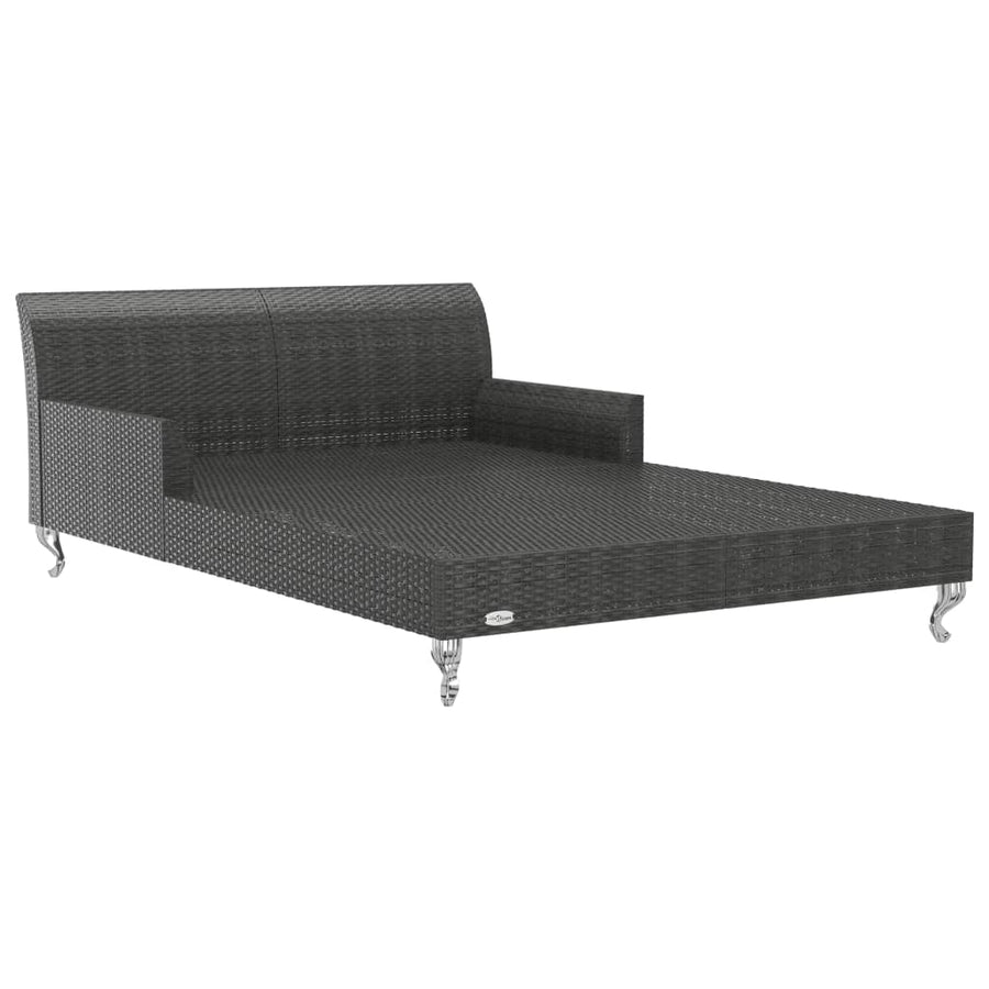 Ligbed Met Kussens 2-Persoons Poly Rattan Zwart