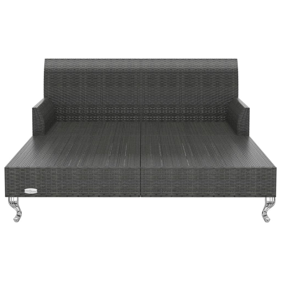 Ligbed Met Kussens 2-Persoons Poly Rattan Zwart