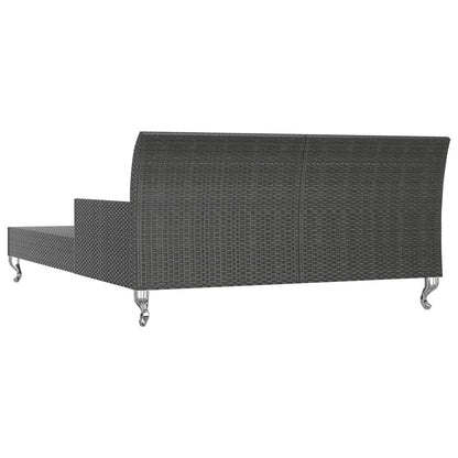 Ligbed Met Kussens 2-Persoons Poly Rattan Zwart