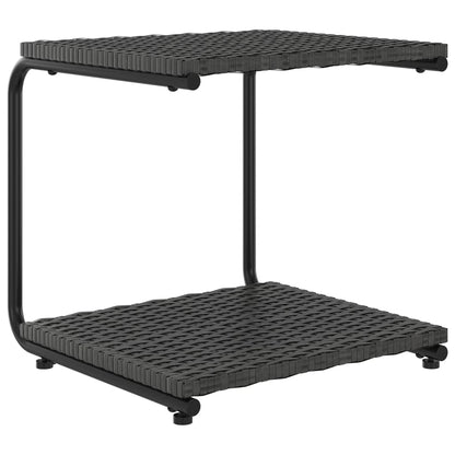 Ligbed Met Kussens 2-Persoons Poly Rattan Zwart