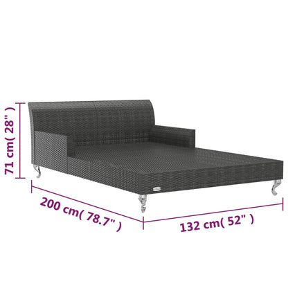 Ligbed Met Kussens 2-Persoons Poly Rattan Zwart