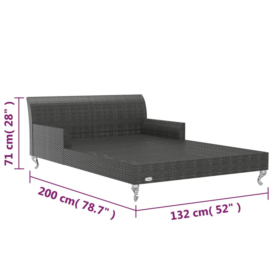 Ligbed Met Kussens 2-Persoons Poly Rattan Zwart