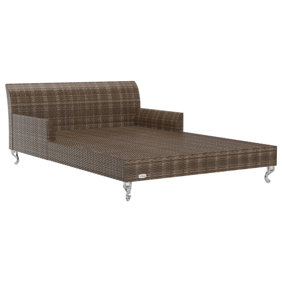 Ligbed Met Kussens 2-Persoons Poly Rattan Bruin