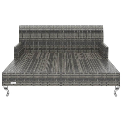 Ligbed met kussens 2-persoons poly rattan grijs