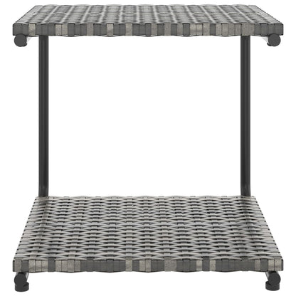 Ligbed met kussens 2-persoons poly rattan grijs