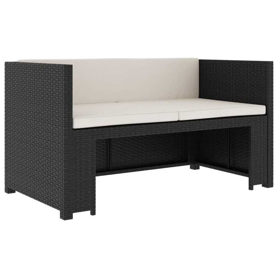 -Delige Loungeset Met Kussens Poly Rattan Zwart