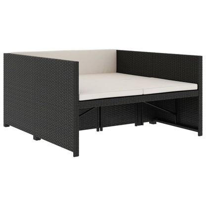 -Delige Loungeset Met Kussens Poly Rattan Zwart