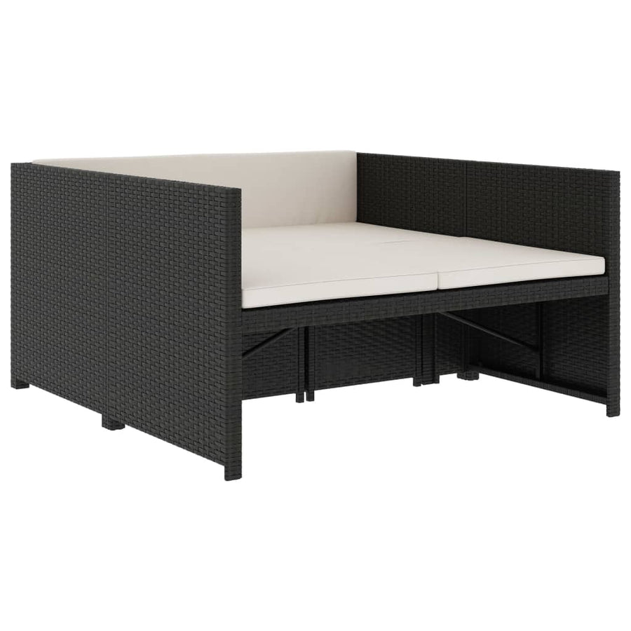 -Delige Loungeset Met Kussens Poly Rattan Zwart