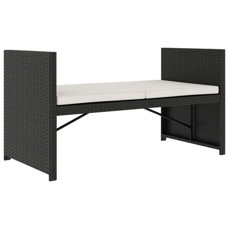 -Delige Loungeset Met Kussens Poly Rattan Zwart